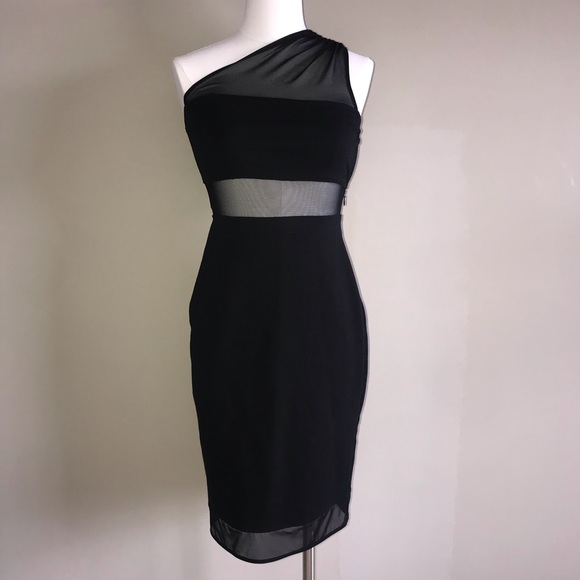 Express Dresses & Skirts - Express One Shoulder Sheer Midriff Dress Size 4